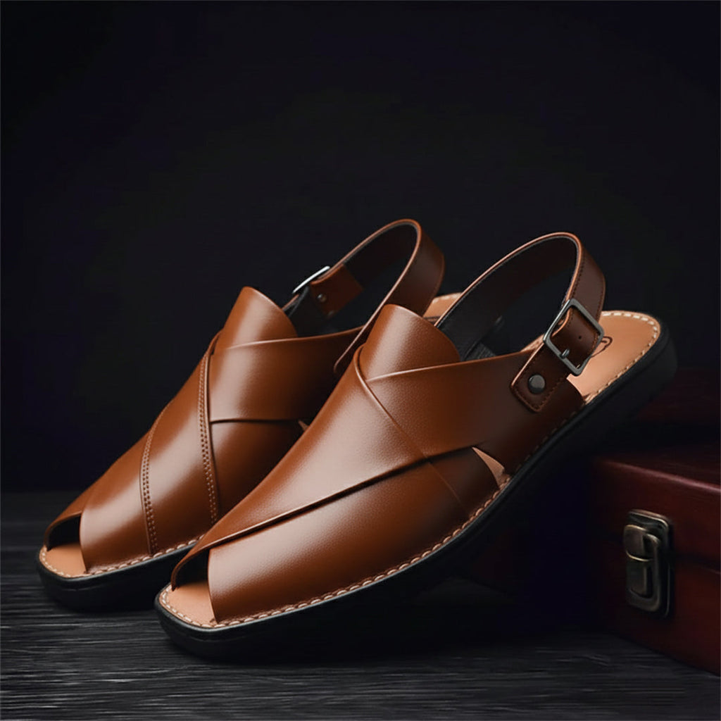 Men's PU Leather Plain Peshawari Chappal