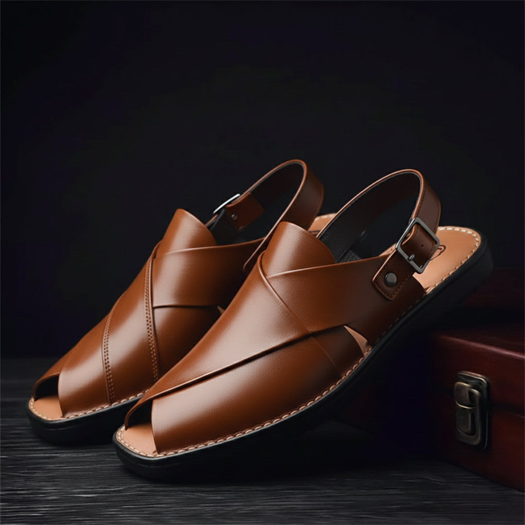 Men's PU Leather Plain Peshawari Chappal