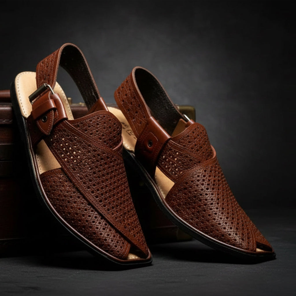 Men's Leather Plain Peshawari Chappal