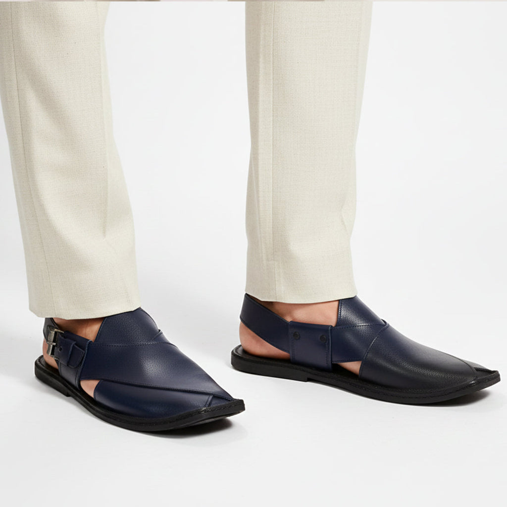 Men's Leather Plain Peshawari Chappal