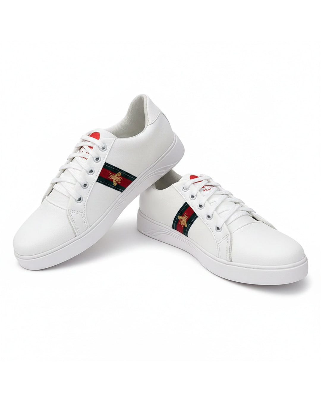 Men's Rexine Fancy Sneakers (GU-White)