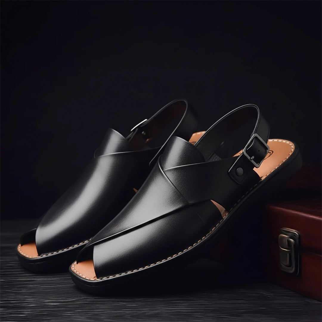 Men's PU Leather Plain Peshawari Chappal