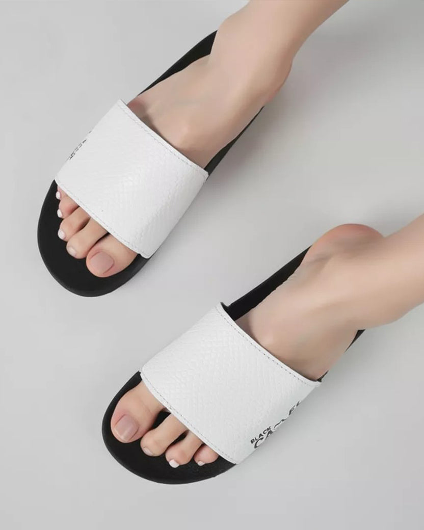 Black Camel Cobra Texture Slide White