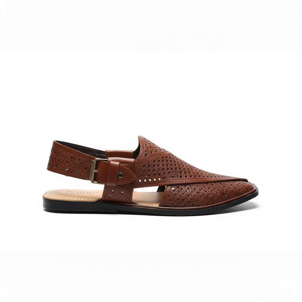 Men's Leather Plain Peshawari Chappal