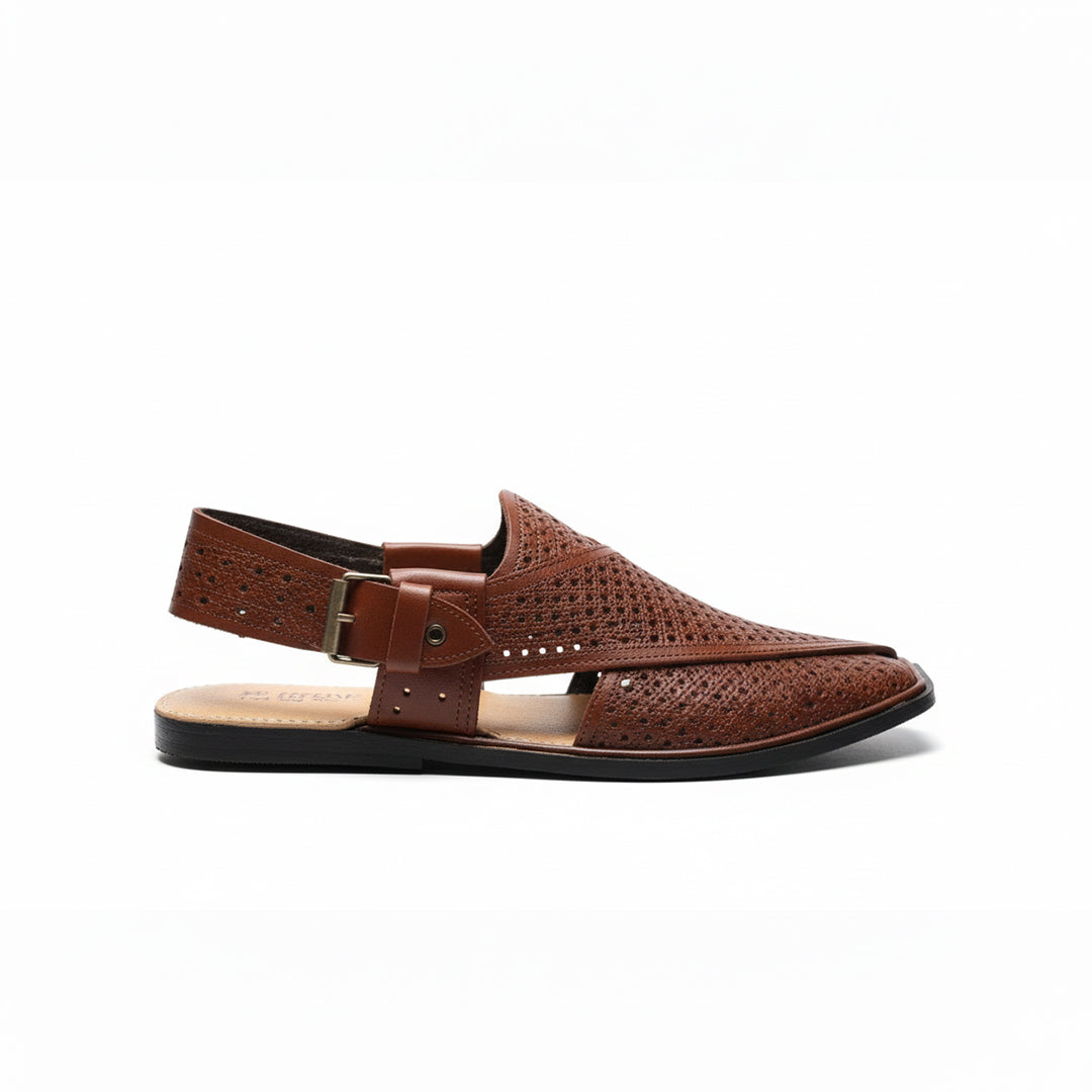 Men's Leather Plain Peshawari Chappal
