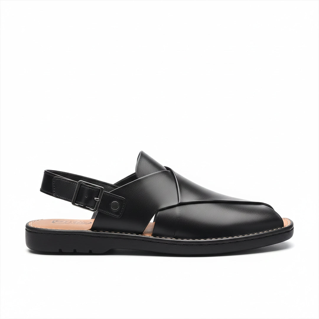 Men's PU Leather Plain Peshawari Chappal