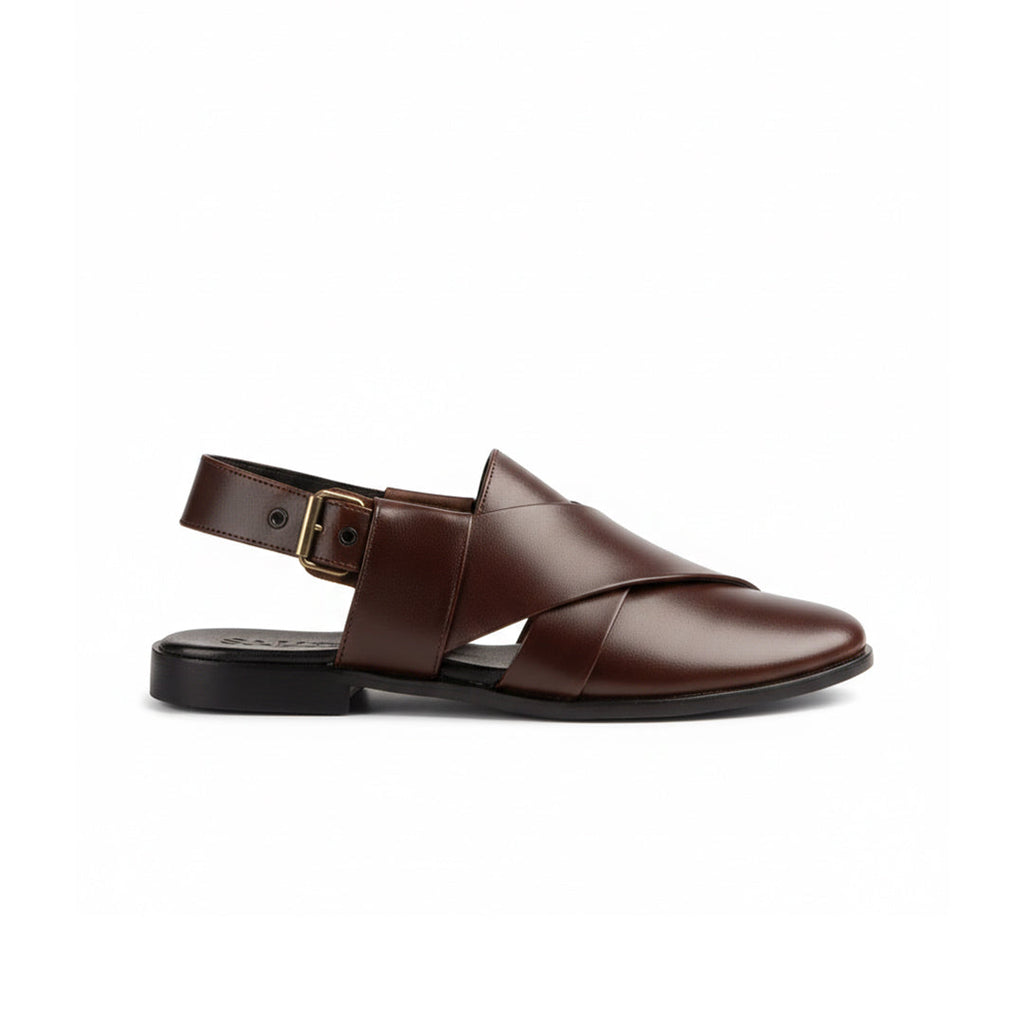 Men's Leather Plain Peshawari Chappal
