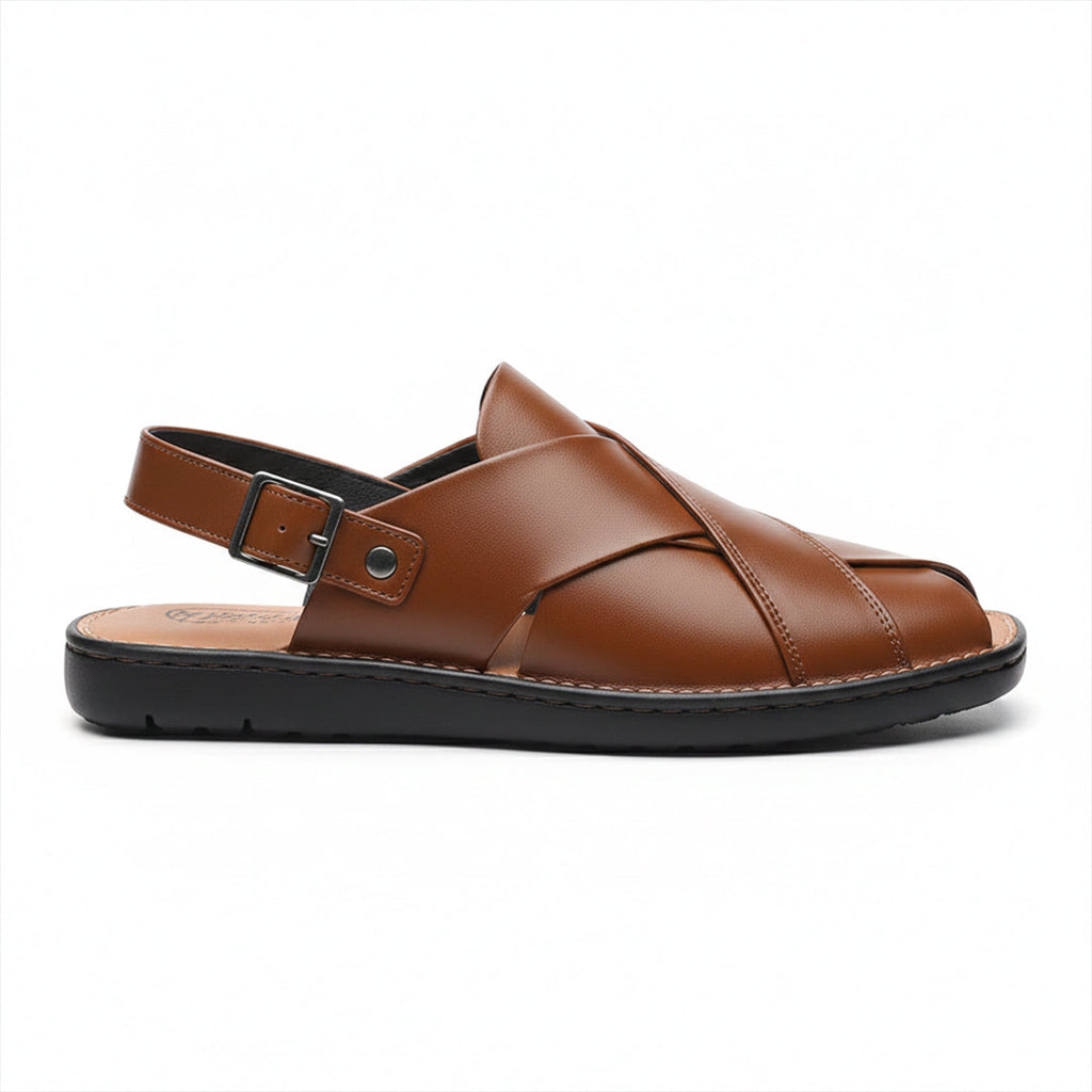 Men's PU Leather Plain Peshawari Chappal
