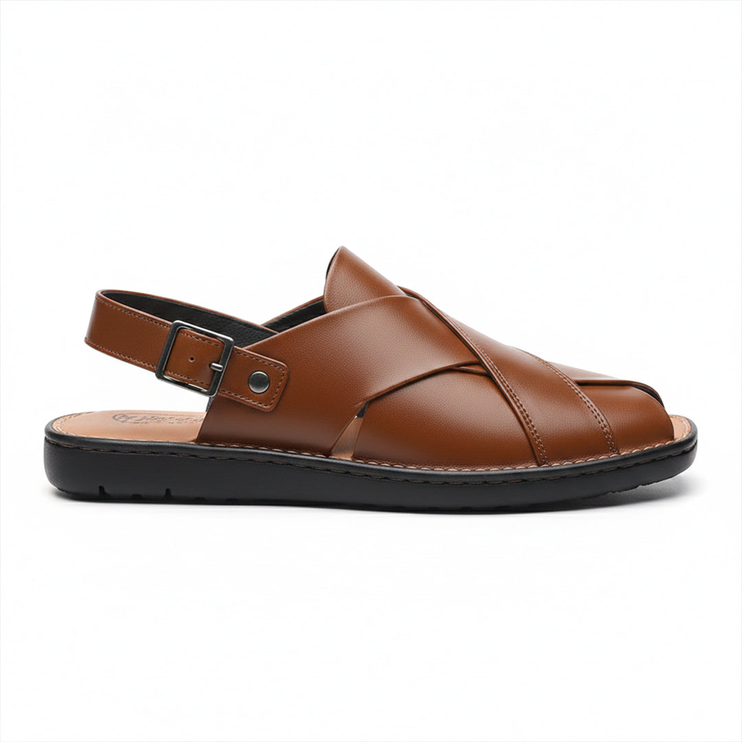 Men's PU Leather Plain Peshawari Chappal