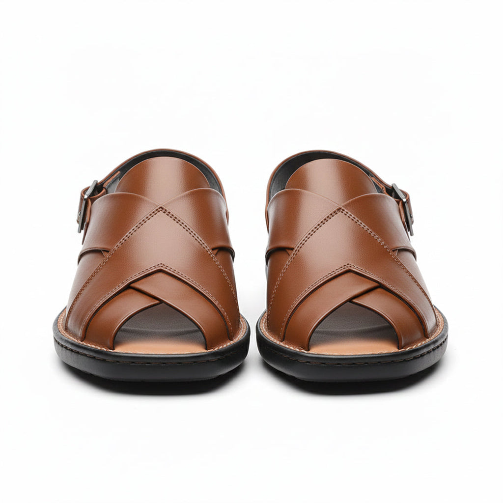 Men's PU Leather Plain Peshawari Chappal