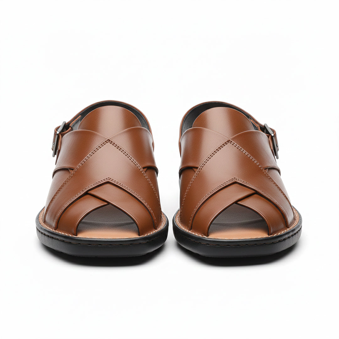 Men's PU Leather Plain Peshawari Chappal