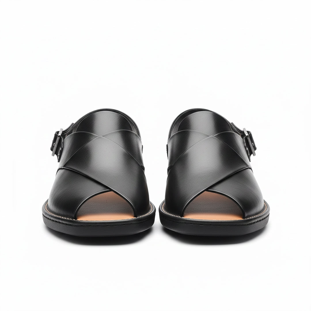 Men's PU Leather Plain Peshawari Chappal