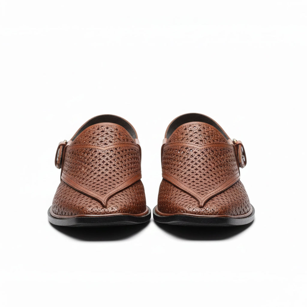 Men's Leather Plain Peshawari Chappal