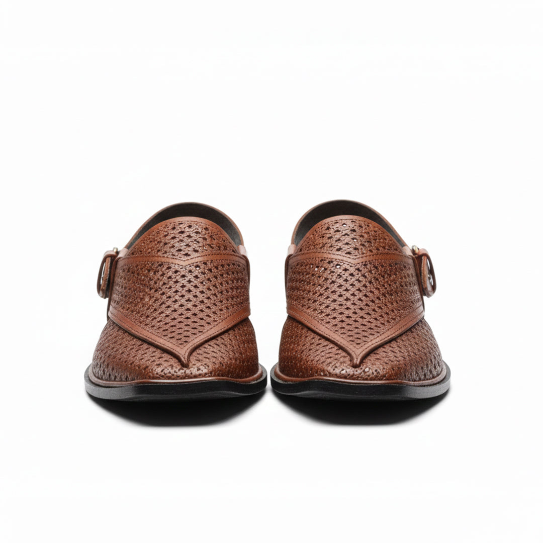 Men's Leather Plain Peshawari Chappal
