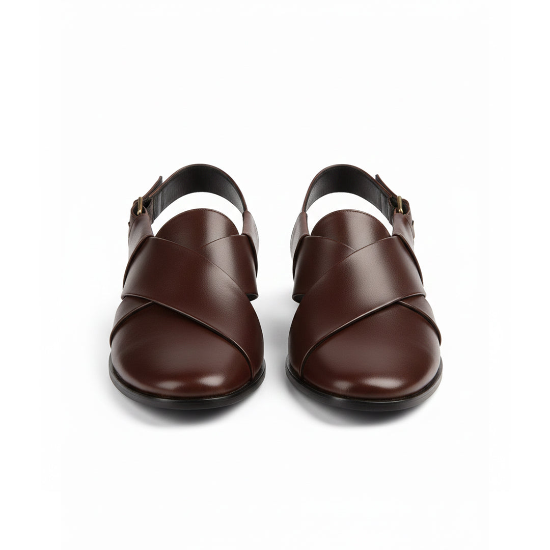 Men's Leather Plain Peshawari Chappal