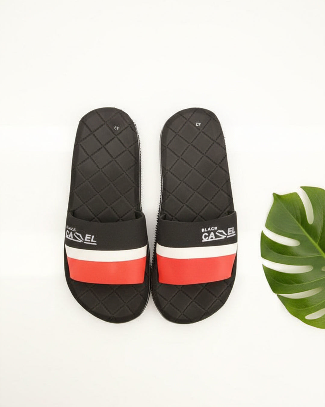 Black Camel 003 Comfort Slide, Black-Red