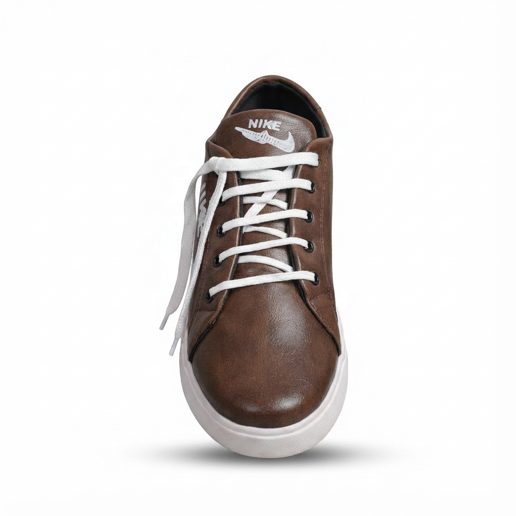 Stylish Men's Brown Synthetic Leather Sneakers - Casual Comfort